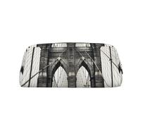 NBSKSDLK Brooklyn Bridge Makeup Bag for Women Men Pencil Pouch Travel Small Cosmetic Bag Zippered Toiletry Bags Aesthetic Pen Bags Trendy Storage Bags Leather Coin Pouch Purse, Silver, One size