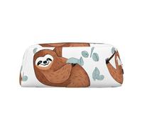 NBSKSDLK Brown Sloth Makeup Bag for Women Men Pencil Pouch Travel Small Cosmetic Bag Zippered Toiletry Bags Aesthetic Pen Bags Trendy Storage Bags Leather Coin Pouch Purse, Silver, One size