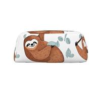 NBSKSDLK Brown Sloth Makeup Bag for Women Men Pencil Pouch Travel Small Cosmetic Bag Zippered Toiletry Bags Aesthetic Pen Bags Trendy Storage Bags Leather Coin Pouch Purse, Gold, One Size