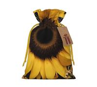 NBSKSDLK butterfly and sunflower Christmas Gift Bags with Tags & Ribbon Ties, Personalized Santa Sack Xmas Treat Pouch Party Favor Bags Drawstring Christmas Sacks for Holiday Presents Storage Small