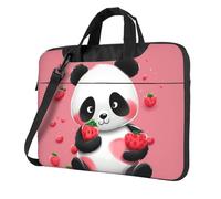 NBSKSDLK Cartoon Strawberry Panda Laptop Bag, Computer Briefcase Gifts for Men Women, 360 Protective Laptop Shoulder Bag, Black, 13 inch