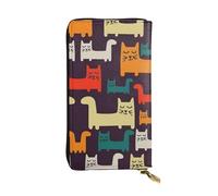 NBSKSDLK Cat illustration Leather Wallet RFID Blocking Credit Card Case Large Capacity Money Organizer with Zipper Pocket - Slim Minimalist Cash Wallet for Men Women Phone Clutch Gift