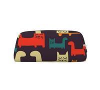 NBSKSDLK Cat illustration Makeup Bag for Women Men Pencil Pouch Travel Small Cosmetic Bag Zippered Toiletry Bags Aesthetic Pen Bags Trendy Storage Bags Leather Coin Pouch Purse, Silver, One size