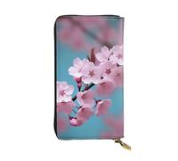NBSKSDLK Cherry Blossom Leather Wallet RFID Blocking Credit Card Case Large Capacity Money Organizer with Zipper Pocket - Slim Minimalist Cash Wallet for Men Women Phone Clutch Gift