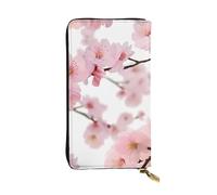 NBSKSDLK Cherry Japanese Cherry Blossom Leather Wallet RFID Blocking Credit Card Case Large Capacity Money Organizer with Zipper Pocket - Slim Minimalist Cash Wallet for Men Women Phone Clutch Gift