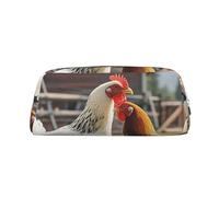 NBSKSDLK Chickens and Farm Makeup Bag for Women Men Pencil Pouch Travel Small Cosmetic Bag Zippered Toiletry Bags Aesthetic Pen Bags Trendy Storage Bags Leather Coin Pouch Purse, Silver, One Size