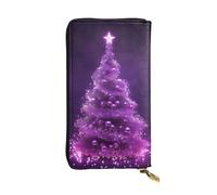 NBSKSDLK Christmas Purple Tree Leather Wallet RFID Blocking Credit Card Case Large Capacity Money Organizer with Zipper Pocket - Slim Minimalist Cash Wallet for Men Women Phone Clutch Gift
