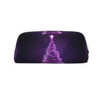NBSKSDLK Christmas Purple Tree Makeup Bag for Women Men Pencil Pouch Travel Small Cosmetic Bag Zippered Toiletry Bags Aesthetic Pen Bags Trendy Storage Bags Leather Coin Pouch Purse, Gold, One Size