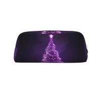 NBSKSDLK Christmas Purple Tree Makeup Bag for Women Men Pencil Pouch Travel Small Cosmetic Bag Zippered Toiletry Bags Aesthetic Pen Bags Trendy Storage Bags Leather Coin Pouch Purse, Silver, One size