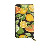 NBSKSDLK citrus fruit pattern Leather Wallet RFID Blocking Credit Card Case Large Capacity Money Organizer with Zipper Pocket - Slim Minimalist Cash Wallet for Men Women Phone Clutch Gift