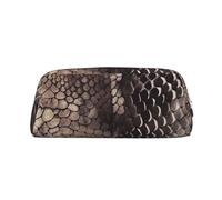 NBSKSDLK Classic Snake Skin Makeup Bag for Women Men Pencil Pouch Travel Small Cosmetic Bag Zippered Toiletry Bags Aesthetic Pen Bags Trendy Storage Bags Leather Coin Pouch Purse, Silver, One Size