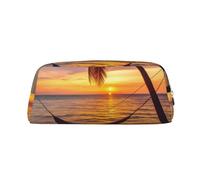NBSKSDLK Coconut Beach Sunset Hammock Makeup Bag for Women Men Pencil Pouch Travel Small Cosmetic Bag Zippered Toiletry Bags Aesthetic Pen Bags Trendy Storage Bags Leather Coin Pouch Purse, Gold, One