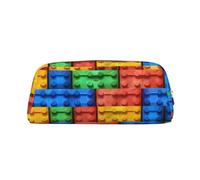 NBSKSDLK Colorful Brick Makeup Bag for Women Men Pencil Pouch Travel Small Cosmetic Bag Zippered Toiletry Bags Aesthetic Pen Bags Trendy Storage Bags Leather Coin Pouch Purse, Silver, One Size
