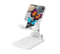 NBSKSDLK Colorful Butterfly Stone Cell Phone Stand for Desk - Fully Adjustable Mobile Phone Holder Cradle Dock Folding Desktop Mobile Phone Kickstand Universal Tablet Stand for iPad Stand Holder