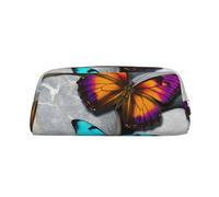 NBSKSDLK Colorful Butterfly Stone Makeup Bag for Women Men Pencil Pouch Travel Small Cosmetic Bag Zippered Toiletry Bags Aesthetic Pen Bags Trendy Storage Bags Leather Coin Pouch Purse, Silver, One