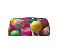 NBSKSDLK Colorful candy Makeup Bag for Women Men Pencil Pouch Travel Small Cosmetic Bag Zippered Toiletry Bags Aesthetic Pen Bags Trendy Storage Bags Leather Coin Pouch Purse, Gold, One Size