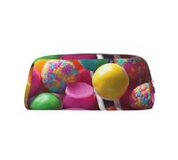 NBSKSDLK Colorful candy Makeup Bag for Women Men Pencil Pouch Travel Small Cosmetic Bag Zippered Toiletry Bags Aesthetic Pen Bags Trendy Storage Bags Leather Coin Pouch Purse, Silver, One Size