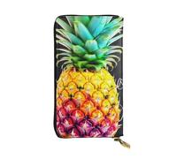 NBSKSDLK Colorful Fruit Pineapple Leather Wallet RFID Blocking Credit Card Case Large Capacity Money Organizer with Zipper Pocket - Slim Minimalist Cash Wallet for Men Women Phone Clutch Gift