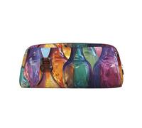 NBSKSDLK Colorful Glass Bottle Makeup Bag for Women Men Pencil Pouch Travel Small Cosmetic Bag Zippered Toiletry Bags Aesthetic Pen Bags Trendy Storage Bags Leather Coin Pouch Purse, Silver, One size