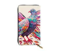 NBSKSDLK Colorful Pigeon Leather Wallet RFID Blocking Credit Card Case Large Capacity Money Organizer with Zipper Pocket - Slim Minimalist Cash Wallet for Men Women Phone Clutch Gift