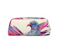 NBSKSDLK Colorful Pigeon Makeup Bag for Women Men Pencil Pouch Travel Small Cosmetic Bag Zippered Toiletry Bags Aesthetic Pen Bags Trendy Storage Bags Leather Coin Pouch Purse, Gold, One size
