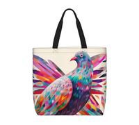 NBSKSDLK Colorful Pigeon Tote Bag Travel Large Shoulder Bag with Zipper Gifts for Women Casual Tote's Handbags Waterproof Beach Bags Lightweight Work Laptop Bag Reusable Grocery Bag