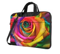 NBSKSDLK Colorful Rose Laptop Bag, Computer Briefcase Gifts for Men Women, 360 Protective Laptop Shoulder Bag, Black, 13 inch