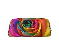 NBSKSDLK Colorful Rose Makeup Bag for Women Men Pencil Pouch Travel Small Cosmetic Bag Zippered Toiletry Bags Aesthetic Pen Bags Trendy Storage Bags Leather Coin Pouch Purse, Gold, One Size