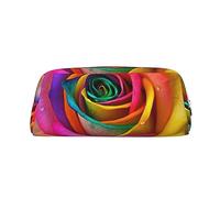 NBSKSDLK Colorful Rose Makeup Bag for Women Men Pencil Pouch Travel Small Cosmetic Bag Zippered Toiletry Bags Aesthetic Pen Bags Trendy Storage Bags Leather Coin Pouch Purse, Silver, One Size