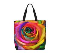 NBSKSDLK Colorful Rose Tote Bag Travel Large Shoulder Bag with Zipper Gifts for Women Casual Tote's Handbags Waterproof Beach Bags Lightweight Work Laptop Bag Reusable Grocery Bag