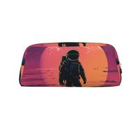 NBSKSDLK Cool Astronaut Makeup Bag for Women Men Pencil Pouch Travel Small Cosmetic Bag Zippered Toiletry Bags Aesthetic Pen Bags Trendy Storage Bags Leather Coin Pouch Purse, Gold, One Size