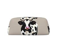NBSKSDLK Cow black spot Makeup Bag for Women Men Pencil Pouch Travel Small Cosmetic Bag Zippered Toiletry Bags Aesthetic Pen Bags Trendy Storage Bags Leather Coin Pouch Purse, Silver, One Size