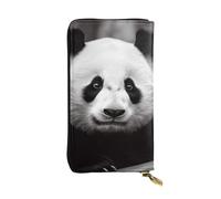 NBSKSDLK Cute Black and White Panda Leather Wallet RFID Blocking Credit Card Case Large Capacity Money Organizer with Zipper Pocket - Slim Minimalist Cash Wallet for Men Women Phone Clutch Gift