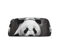 NBSKSDLK Cute Black and White Panda Makeup Bag for Women Men Pencil Pouch Travel Small Cosmetic Bag Zippered Toiletry Bags Aesthetic Pen Bags Trendy Storage Bags Leather Coin Pouch Purse, Silver, One