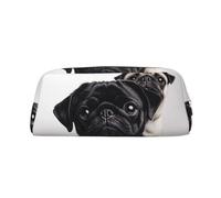 NBSKSDLK Cute Black Pug Dog Makeup Bag for Women Men Pencil Pouch Travel Small Cosmetic Bag Zippered Toiletry Bags Aesthetic Pen Bags Trendy Storage Bags Leather Coin Pouch Purse, Gold, One Size