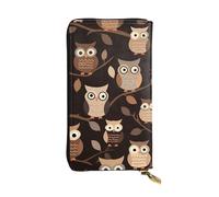 NBSKSDLK Cute Brown Cartoon Owls Leather Wallet RFID Blocking Credit Card Case Large Capacity Money Organizer with Zipper Pocket - Slim Minimalist Cash Wallet for Men Women Phone Clutch Gift