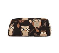 NBSKSDLK Cute Brown Cartoon Owls Makeup Bag for Women Men Pencil Pouch Travel Small Cosmetic Bag Zippered Toiletry Bags Aesthetic Pen Bags Trendy Storage Bags Leather Coin Pouch Purse, Gold, One Size