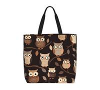 NBSKSDLK Cute Brown Cartoon Owls Tote Bag Travel Large Shoulder Bag with Zipper Gifts for Women Casual Tote's Handbags Waterproof Beach Bags Lightweight Work Laptop Bag Reusable Grocery Bag