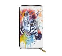 NBSKSDLK Cute Colorful Zebra Leather Wallet RFID Blocking Credit Card Case Large Capacity Money Organizer with Zipper Pocket - Slim Minimalist Cash Wallet for Men Women Phone Clutch Gift