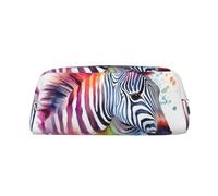 NBSKSDLK Cute Colorful Zebra Makeup Bag for Women Men Pencil Pouch Travel Small Cosmetic Bag Zippered Toiletry Bags Aesthetic Pen Bags Trendy Storage Bags Leather Coin Pouch Purse, Silver, One size