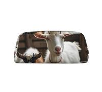 NBSKSDLK Cute Goat Makeup Bag for Women Men Pencil Pouch Travel Small Cosmetic Bag Zippered Toiletry Bags Aesthetic Pen Bags Trendy Storage Bags Leather Coin Pouch Purse, Gold, One Size