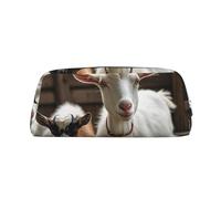 NBSKSDLK Cute Goat Makeup Bag for Women Men Pencil Pouch Travel Small Cosmetic Bag Zippered Toiletry Bags Aesthetic Pen Bags Trendy Storage Bags Leather Coin Pouch Purse, Silver, One size