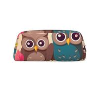 NBSKSDLK Cute Owls Makeup Bag for Women Men Pencil Pouch Travel Small Cosmetic Bag Zippered Toiletry Bags Aesthetic Pen Bags Trendy Storage Bags Leather Coin Pouch Purse, Gold, One size