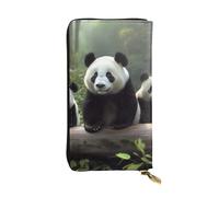 NBSKSDLK Cute Panda Leather Wallet RFID Blocking Credit Card Case Large Capacity Money Organizer with Zipper Pocket - Slim Minimalist Cash Wallet for Men Women Phone Clutch Gift