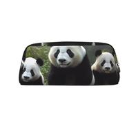 NBSKSDLK Cute Panda Makeup Bag for Women Men Pencil Pouch Travel Small Cosmetic Bag Zippered Toiletry Bags Aesthetic Pen Bags Leather Coin Pouch Purse, Gold, One Size