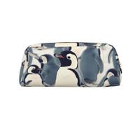 NBSKSDLK Cute Penguin Animal Pattern Makeup Bag for Women Men Pencil Pouch Travel Small Cosmetic Bag Zippered Toiletry Bags Aesthetic Pen Bags Trendy Storage Bags Leather Coin Pouch Purse, Gold, One