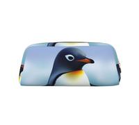 NBSKSDLK Cute Penguin Makeup Bag for Women Men Pencil Pouch Travel Small Cosmetic Bag Zippered Toiletry Bags Aesthetic Pen Bags Trendy Storage Bags Leather Coin Pouch Purse, Gold, One Size