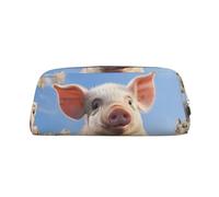 NBSKSDLK Cute Pig Makeup Bag for Women Men Pencil Pouch Travel Small Cosmetic Bag Zippered Toiletry Bags Aesthetic Pen Bags Leather Coin Pouch Purse, Silver, One Size
