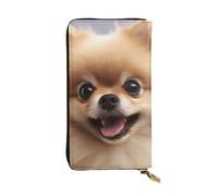 NBSKSDLK cute pomeranian Leather Wallet RFID Blocking Credit Card Case Large Capacity Money Organizer with Zipper Pocket - Slim Minimalist Cash Wallet for Men Women Phone Clutch Gift