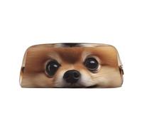 NBSKSDLK cute pomeranian Makeup Bag for Women Men Pencil Pouch Travel Small Cosmetic Bag Zippered Toiletry Bags Aesthetic Pen Bags Trendy Storage Bags Leather Coin Pouch Purse, Gold, One size